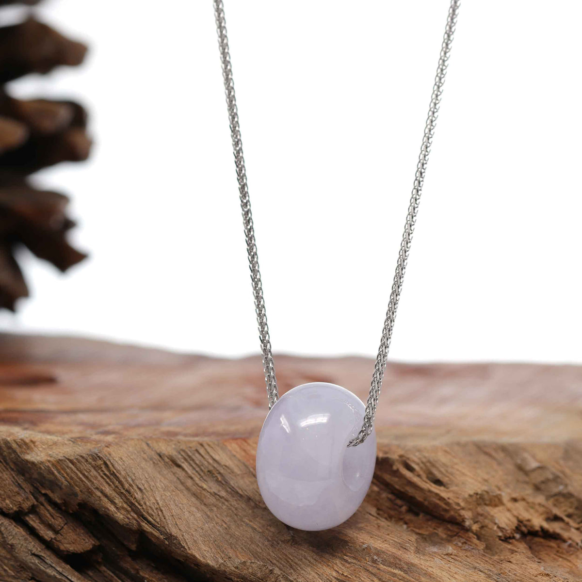 RealJade® Co. Good Luck Button Necklace Lavender Jadeite Jade Lucky