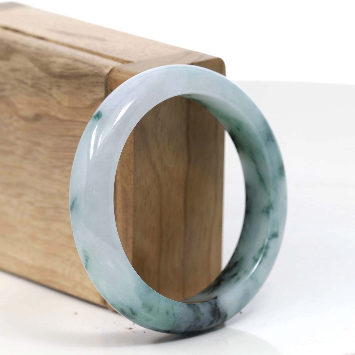 Natural Burmese Blue-green Jadeite Jade Bangle Bracelet (54.31mm)#T035