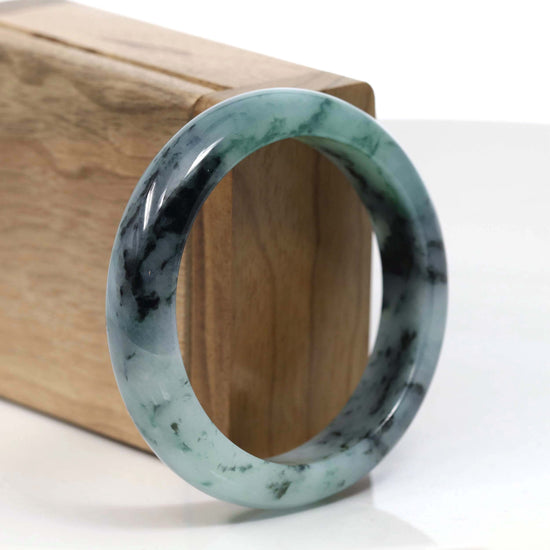 Natural Burmese Blue-green Jadeite Jade Bangle Bracelet (55.48mm)#T003