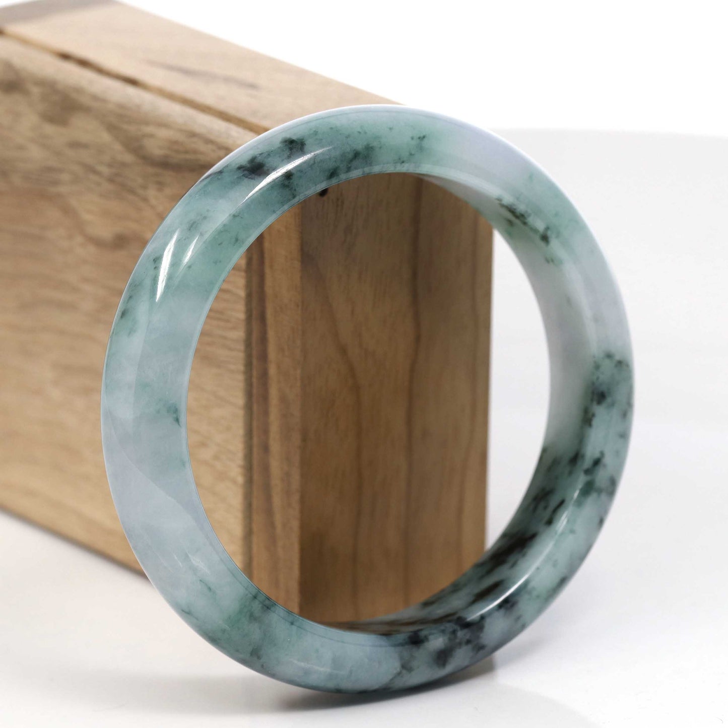 Natural Burmese Blue-green Jadeite Jade Bangle Bracelet (60.07mm)#T030