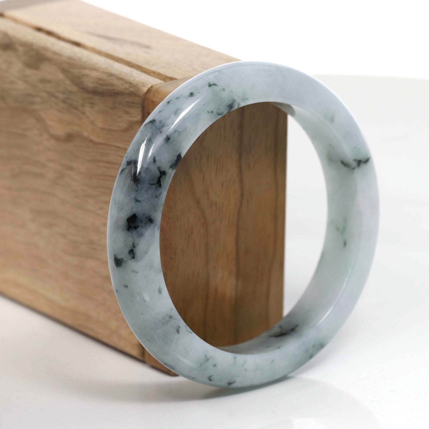 Natural Burmese Blue-green Jadeite Jade Bangle Bracelet (57.07mm)#T001