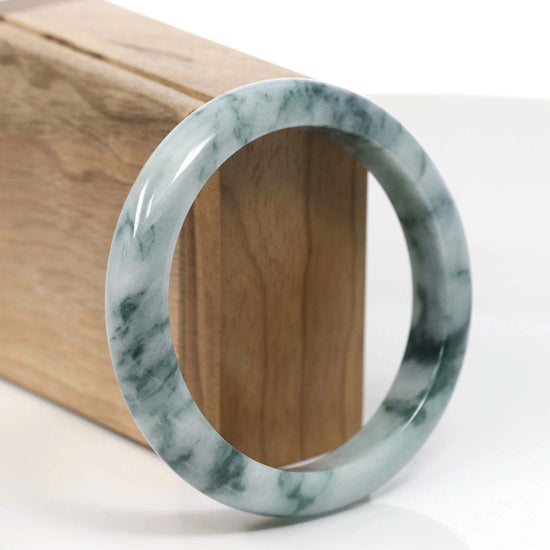 Natural Burmese Blue-green Jadeite Jade Bangle Bracelet (59.65mm)#T004