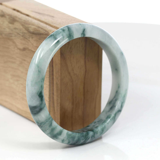 Natural Burmese Blue-green Jadeite Jade Bangle Bracelet (59.45mm)#T076