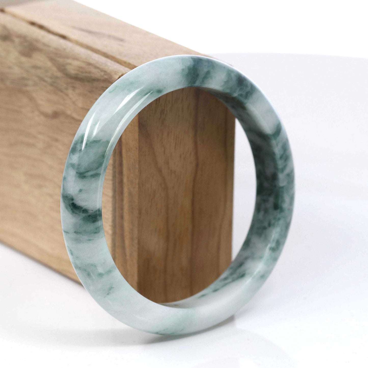 Natural Burmese Blue-green Jadeite Jade Bangle Bracelet (59.45mm)#T076