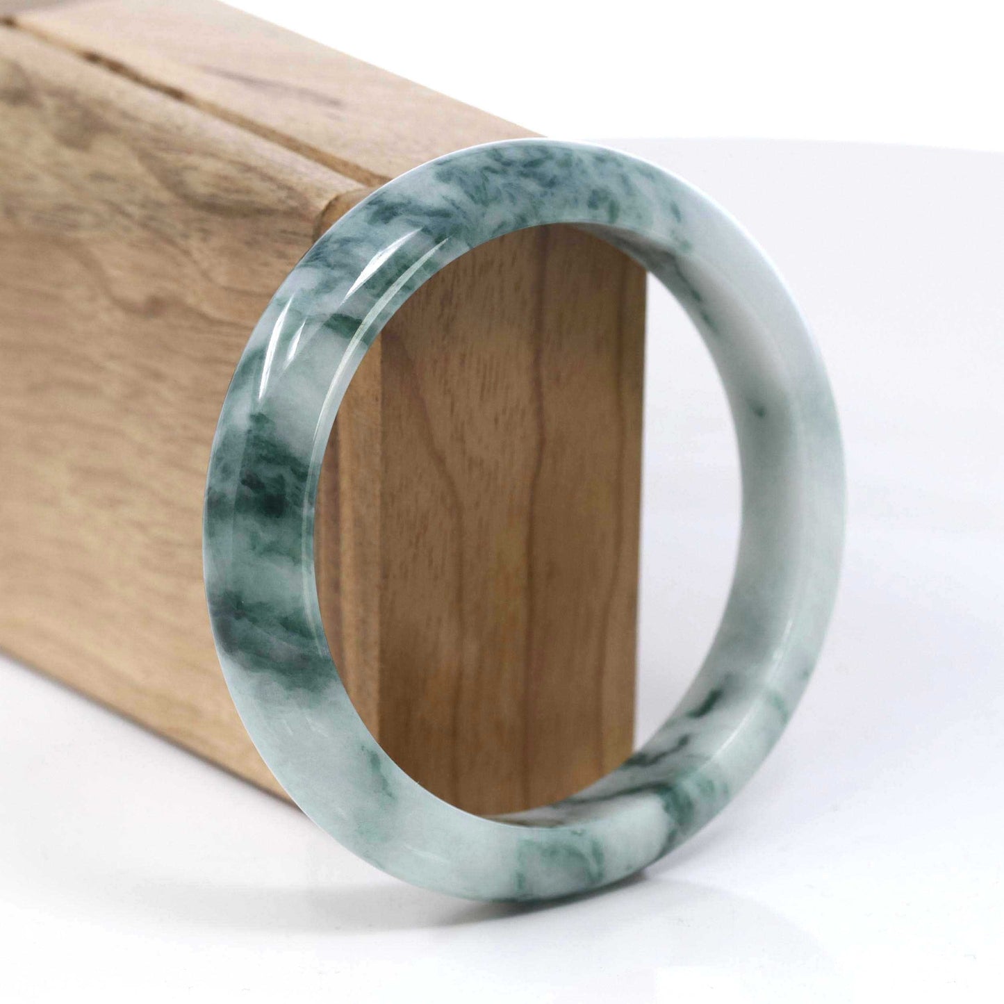 Natural Burmese Blue-green Jadeite Jade Bangle Bracelet (59.45mm)#T076