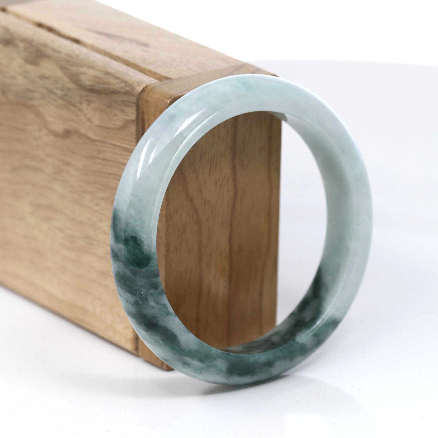 RealJade® Co. Burmese Blue-Green Jade Jadeite Bangle Bracelet (55.59mm)#T088