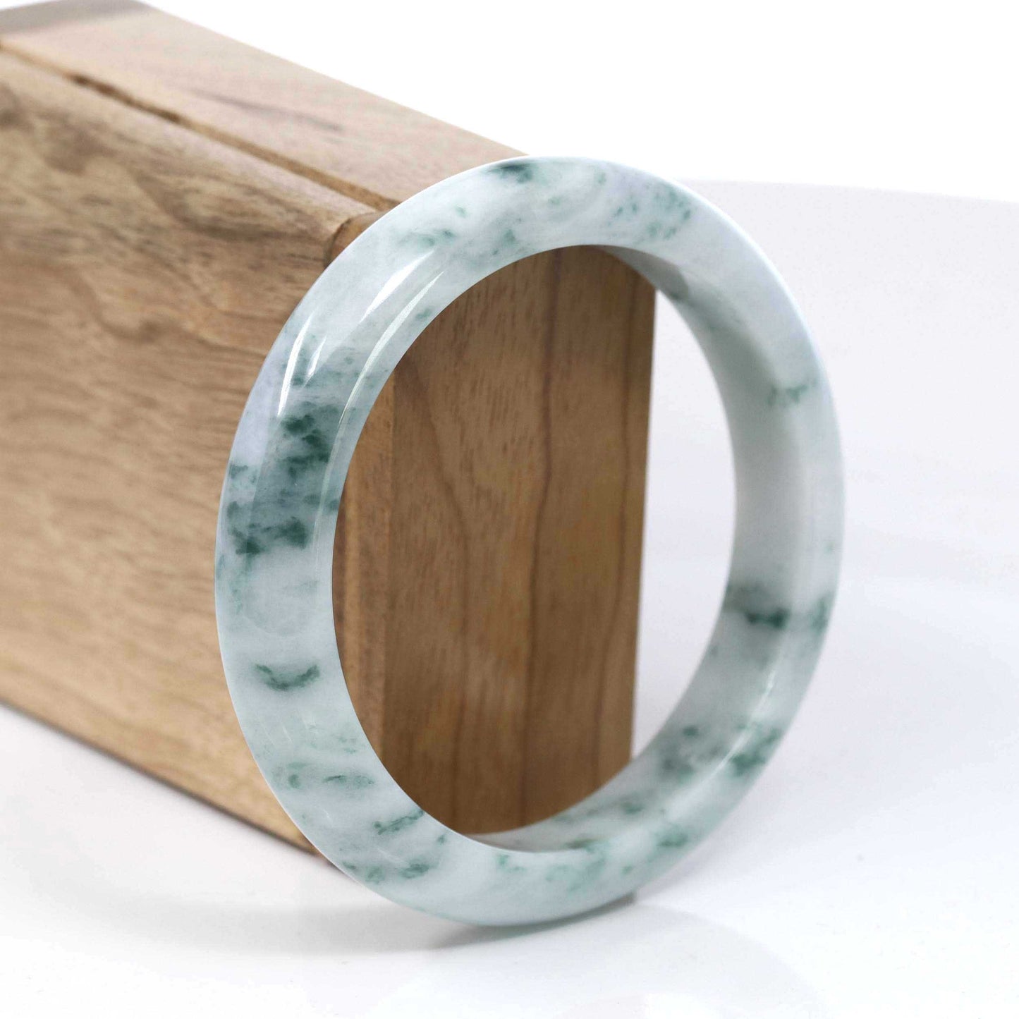 RealJade® Co. Blue-Green Classic Real Jadeite Jade Bangle Bracelet (59.51mm) #T080