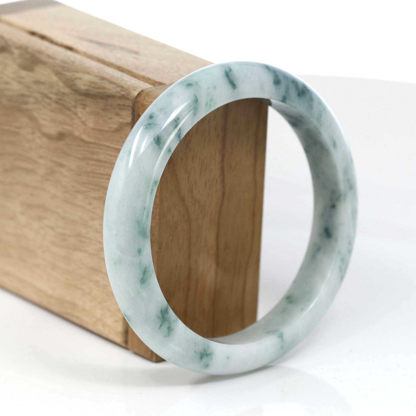 RealJade® Co. Blue-Green Classic Real Jadeite Jade Bangle Bracelet (59.51mm) #T080