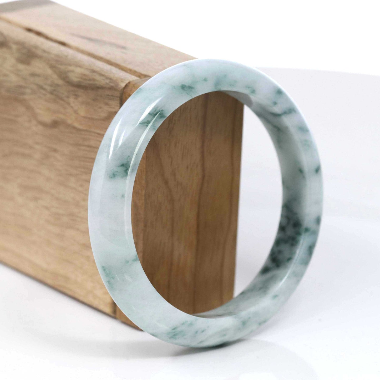 RealJade® Co. Blue-Green Classic Real Jadeite Jade Bangle Bracelet (59.51mm) #T080