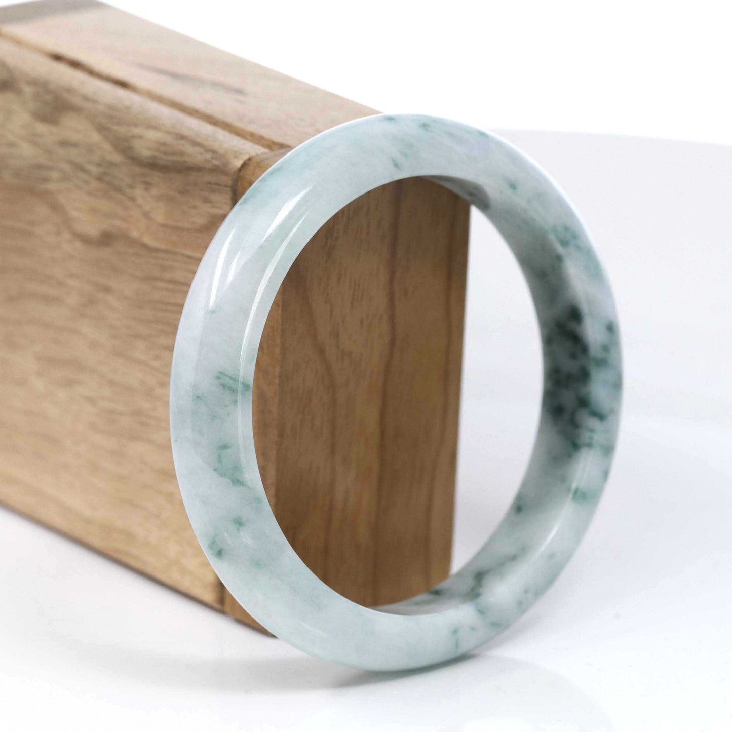 RealJade® Co. Blue-Green Classic Real Jadeite Jade Bangle Bracelet (59.51mm) #T080