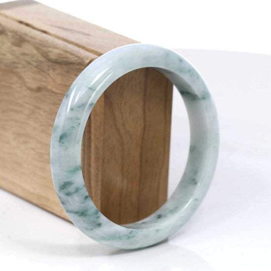 RealJade® Co. Blue-Green Classic Real Jadeite Jade Bangle Bracelet (59.51mm) #T080