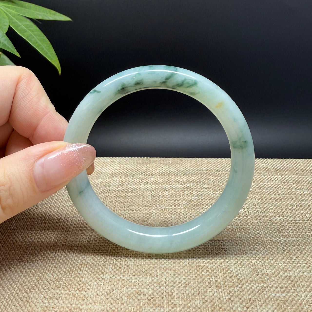 Genuine Burmese Green Jade Jadeite Bangle Bracelet ( 55.1mm )