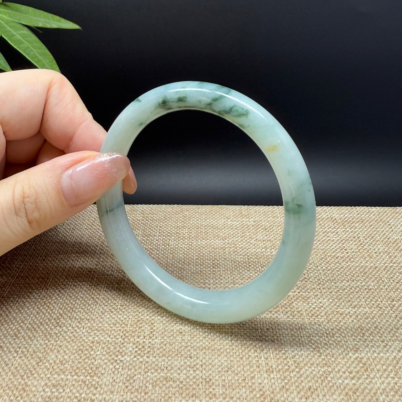 Genuine Burmese Green Jade Jadeite Bangle Bracelet ( 55.1mm )