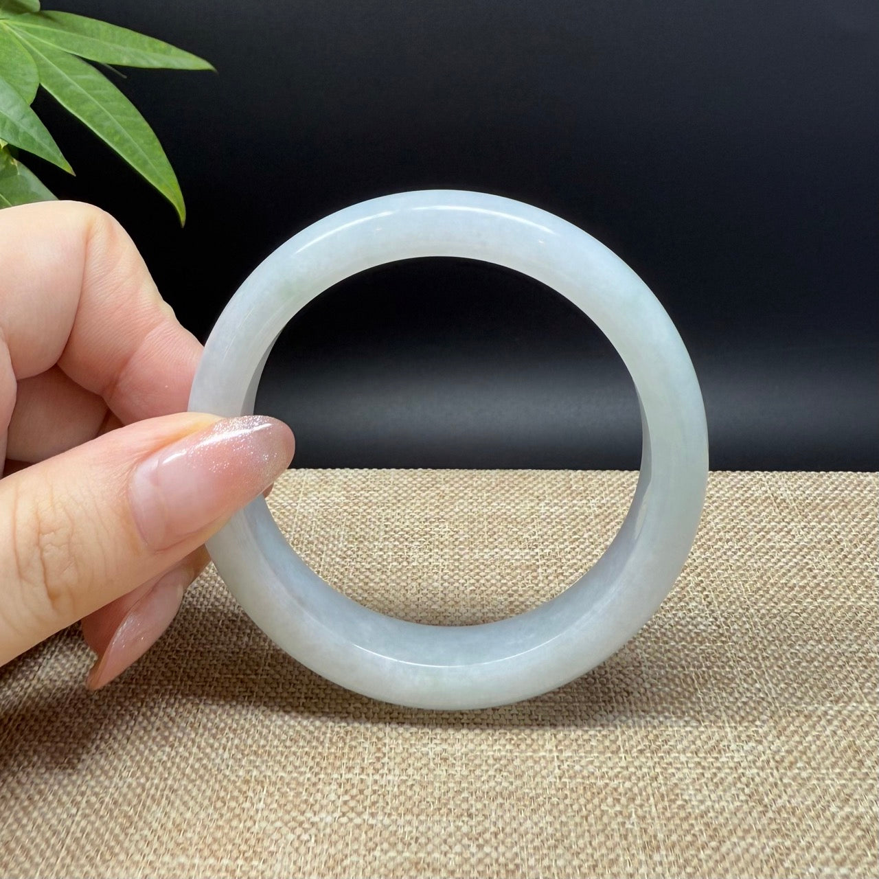 Genuine Burmese Lavender Green Jade Jadeite Bangle Bracelet ( 55.1mm )