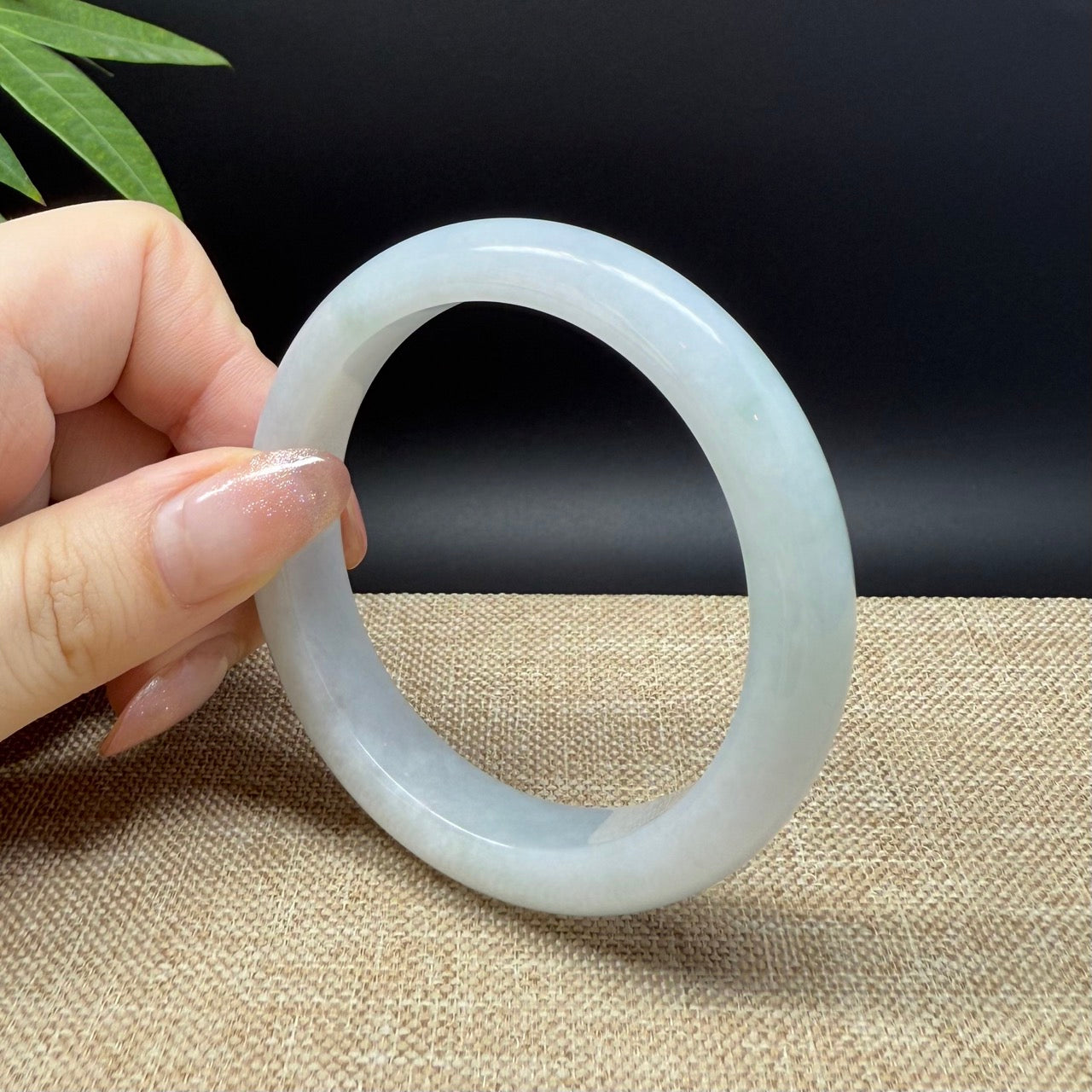 Genuine Burmese Lavender Green Jade Jadeite Bangle Bracelet ( 55.1mm )
