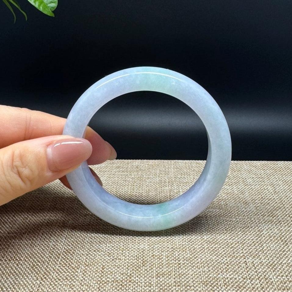 Genuine Burmese Lavender Green Jade Jadeite Bangle Bracelet ( 56.8mm )