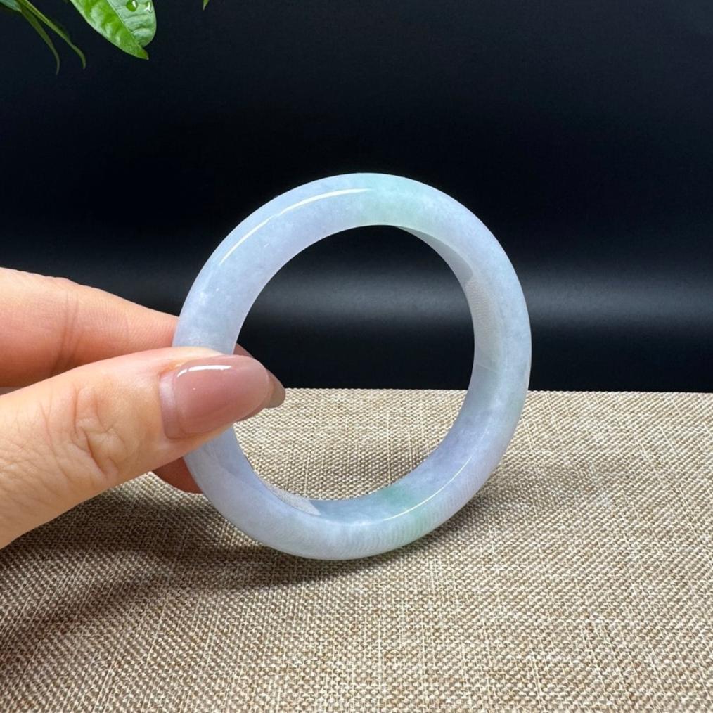 Genuine Burmese Lavender Green Jade Jadeite Bangle Bracelet ( 56.8mm )