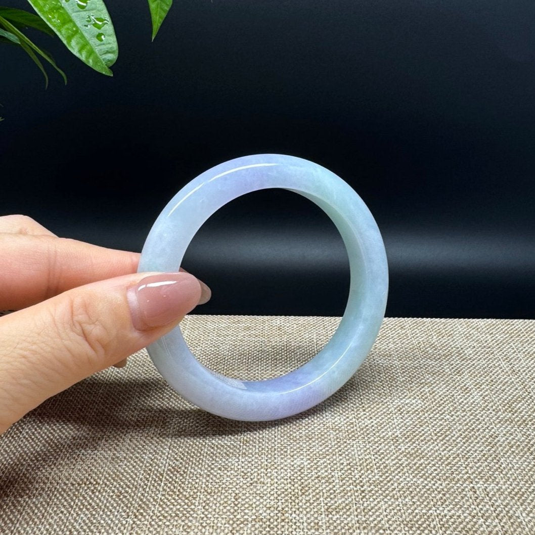 Genuine Burmese Lavender Green Jade Jadeite Bangle Bracelet ( 56.8mm )