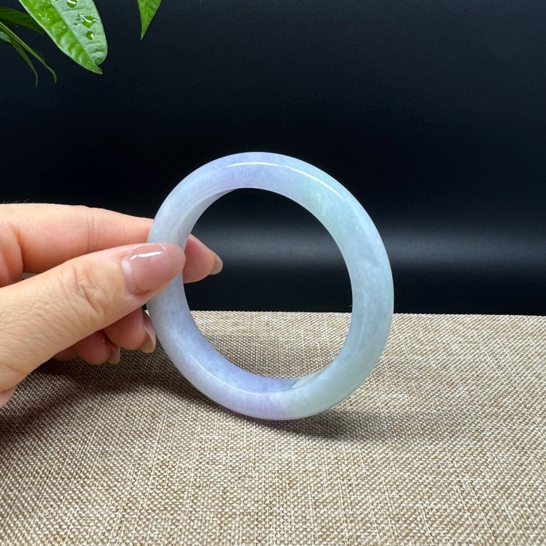 Genuine Burmese Lavender Green Jade Jadeite Bangle Bracelet ( 56.8mm )