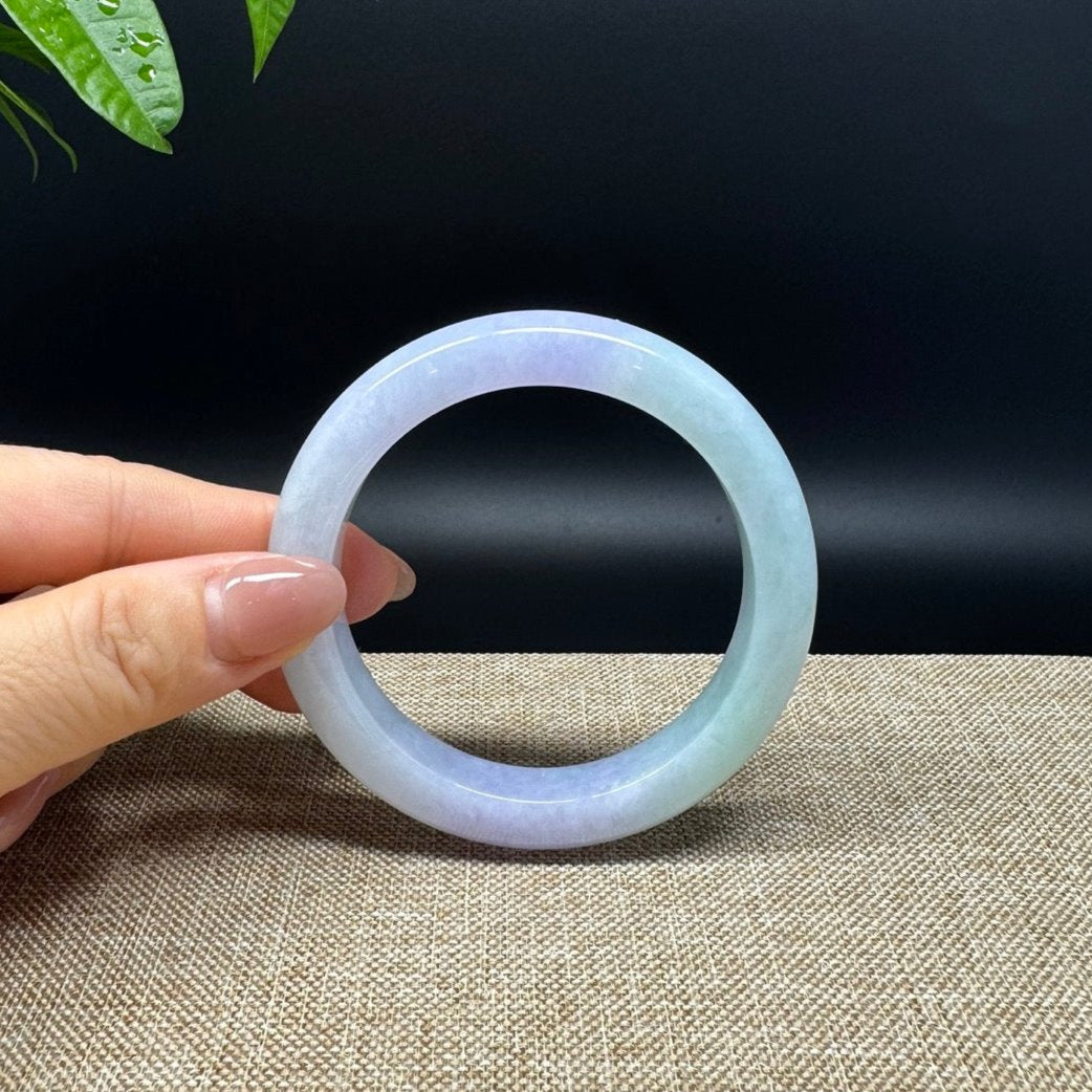 Genuine Burmese Lavender Green Jade Jadeite Bangle Bracelet ( 56.8mm )