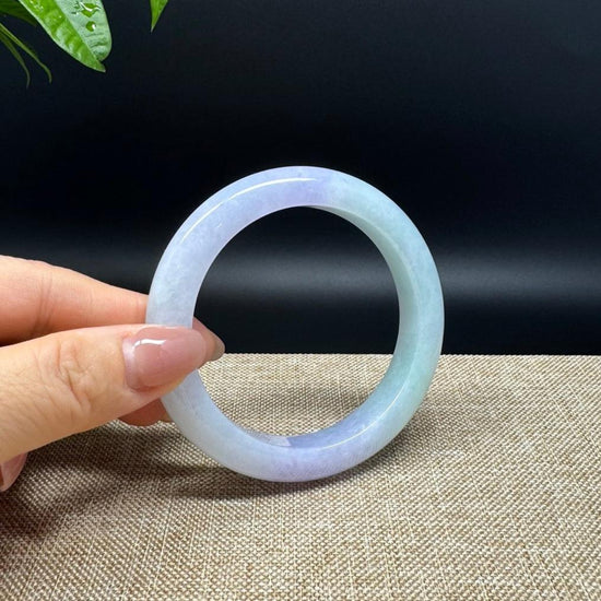 Genuine Burmese Lavender Green Jade Jadeite Bangle Bracelet ( 56.8mm )