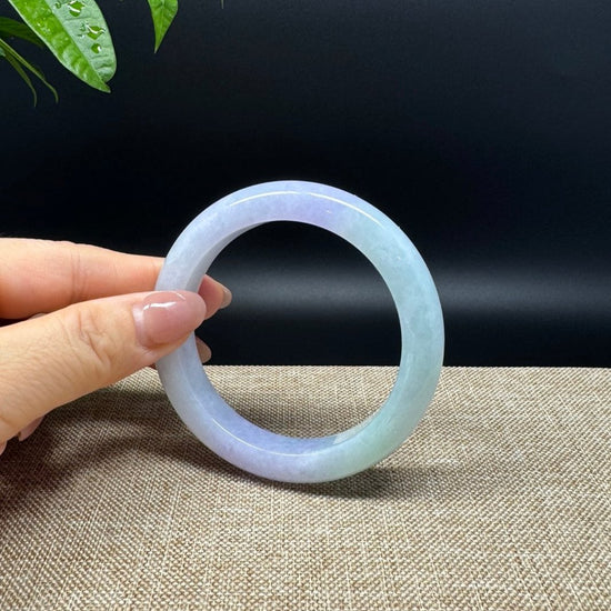 Genuine Burmese Lavender Green Jade Jadeite Bangle Bracelet ( 56.8mm )