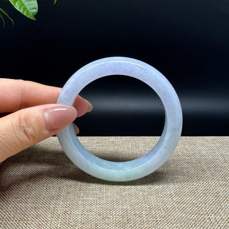 Genuine Burmese Lavender Green Jade Jadeite Bangle Bracelet ( 56.3mm )