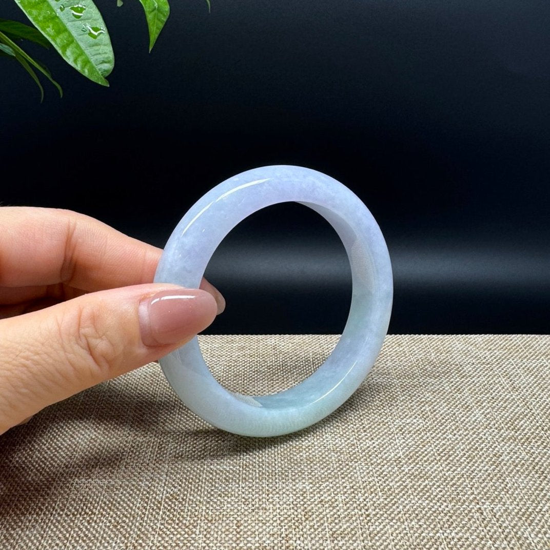 Genuine Burmese Lavender Green Jade Jadeite Bangle Bracelet ( 56.3mm )