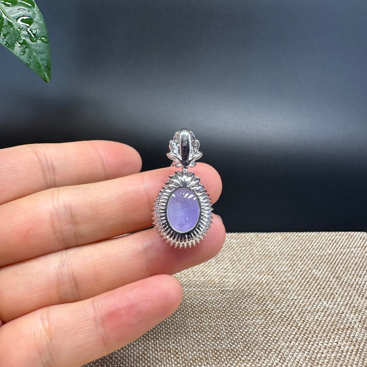 RealJade® Co. Genuine Lavender Jadeite Jade Good  Necklace With 18K White Gold Bail