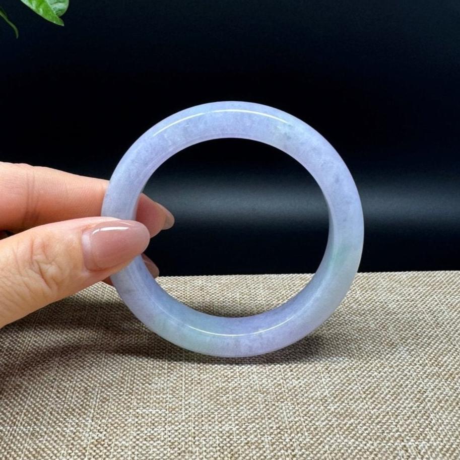 Genuine Burmese Lavender Green Jade Jadeite Bangle Bracelet ( 56.7mm )