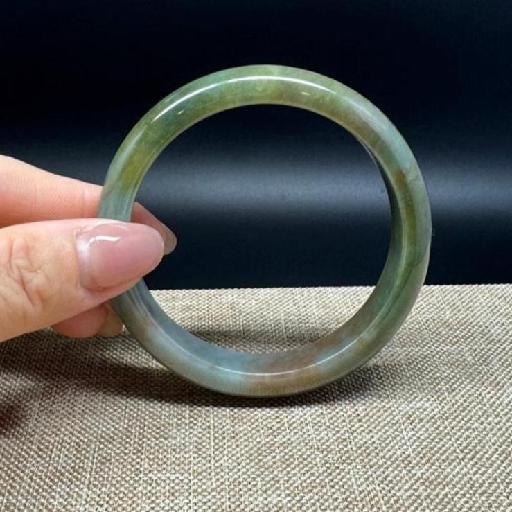 Genuine Burmese Red Green Jade Jadeite Bangle Bracelet ( 56.6mm )