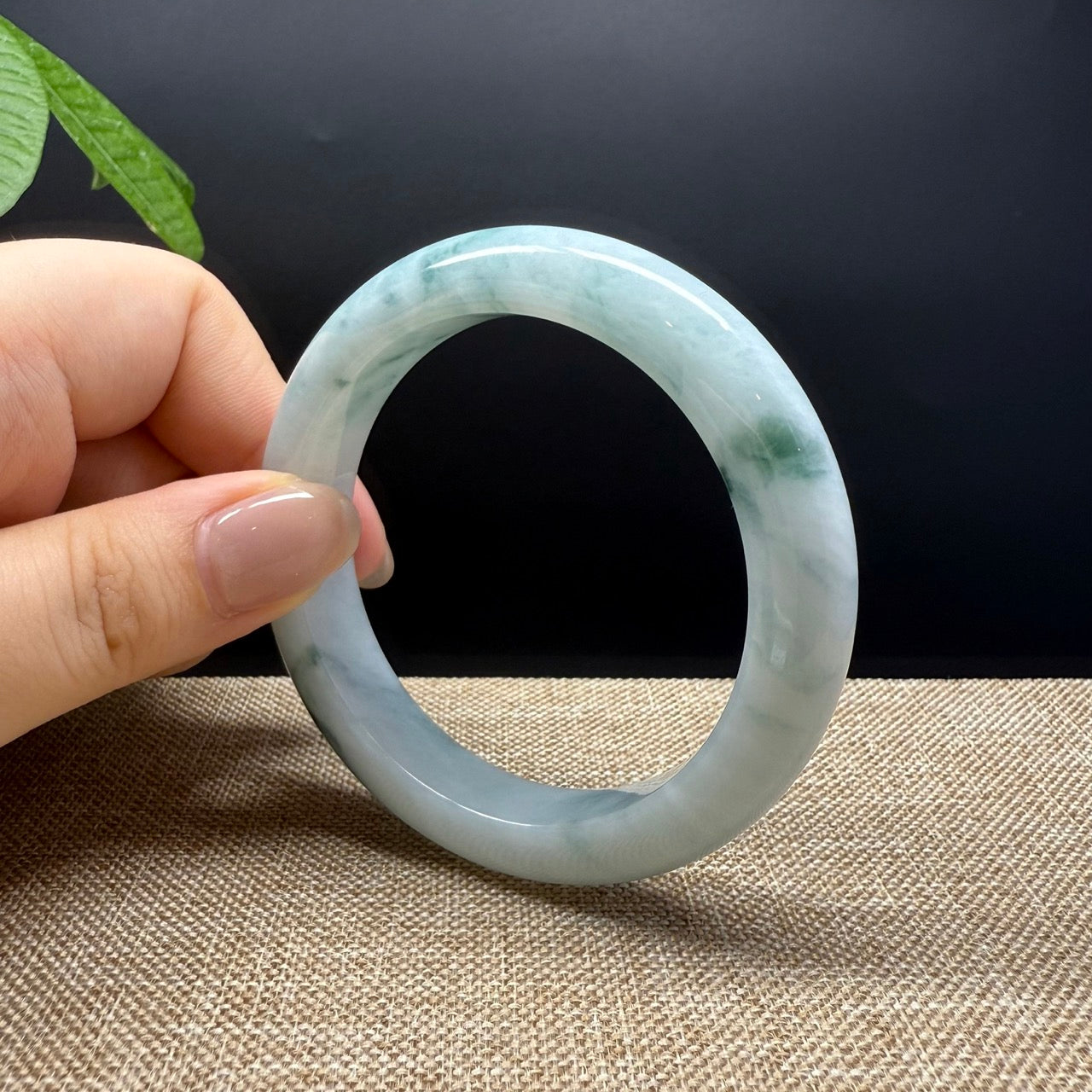 Genuine Burmese Blue Green Jade Jadeite Bangle Bracelet ( 54mm )