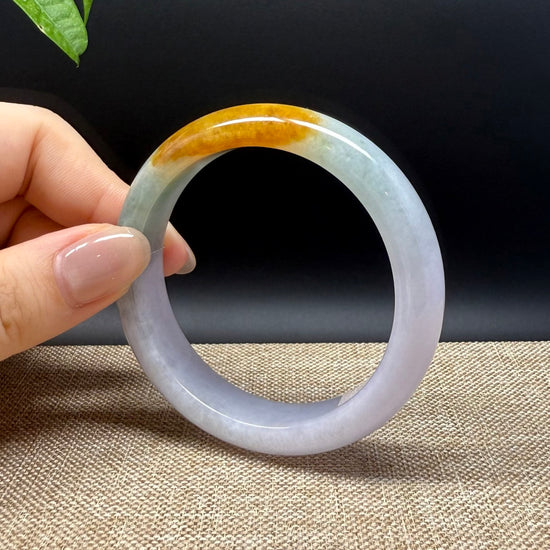 High Genuine Burmese Yellow Green lavender Jade Jadeite Bangle Bracelet ( 54mm )