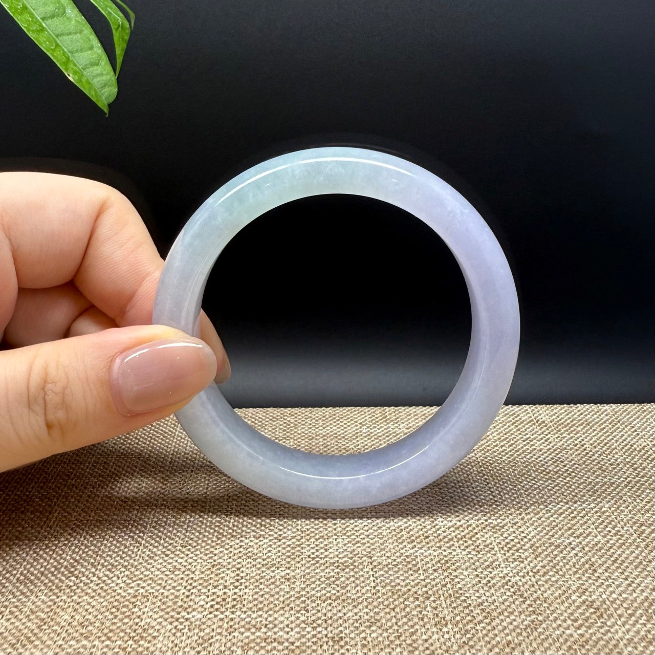 High-end Genuine Burmese Lavender Green Jade Jadeite Bangle Bracelet ( 54.3mm )