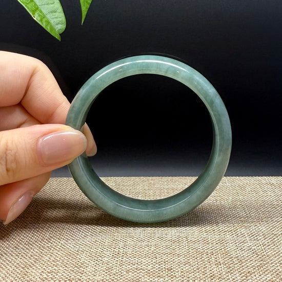 Genuine Burmese Oil Green Jade Jadeite Bangle Bracelet ( 54.2mm )