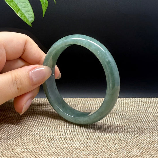 Genuine Burmese Oil Green Jade Jadeite Bangle Bracelet ( 54.2mm )