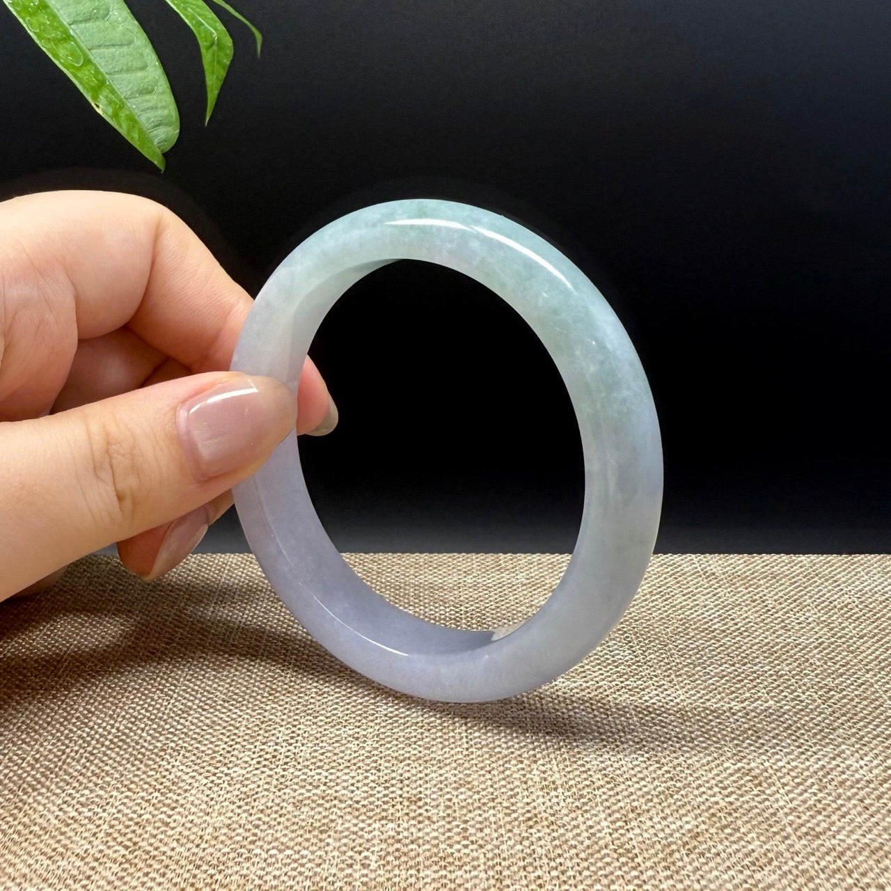 Genuine Burmese Lavender Green Jade Jadeite Bangle Bracelet ( 54.5mm )