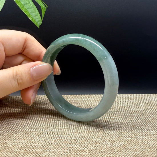 Genuine Burmese Oil Green Jade Jadeite Bangle Bracelet ( 54.3mm )