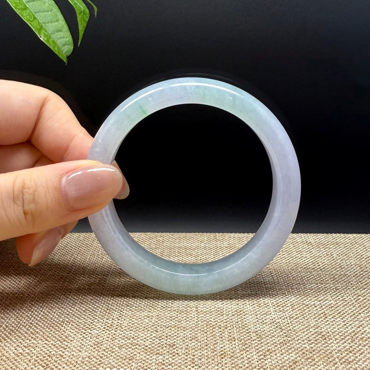 Genuine Burmese Lavender Green Jade Jadeite Bangle Bracelet ( 54mm )