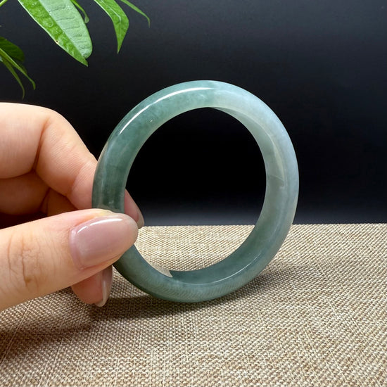 Genuine Burmese Oil Green Jade Jadeite Bangle Bracelet ( 54.3mm )