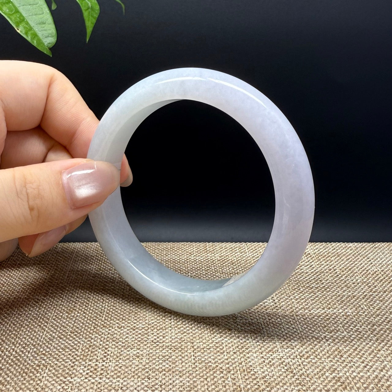 Genuine Burmese Lavender Green Jade Jadeite Bangle Bracelet ( 55.3mm )