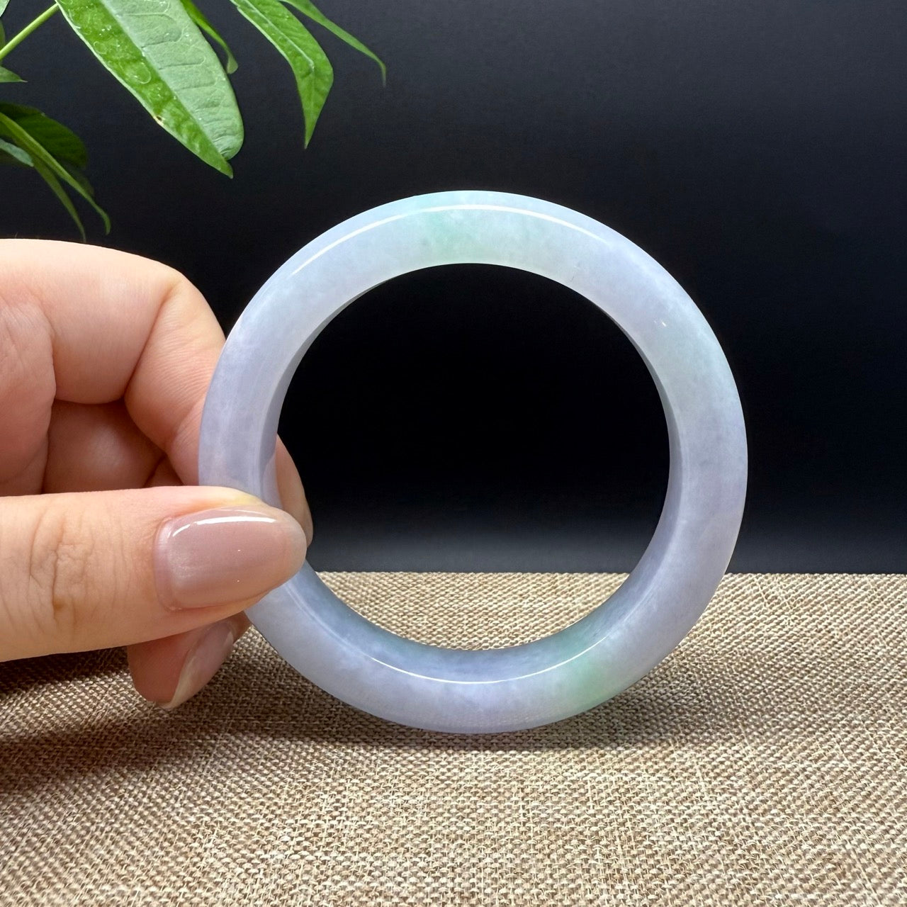 Genuine Burmese Lavender Green Jade Jadeite Bangle Bracelet ( 55.2mm )