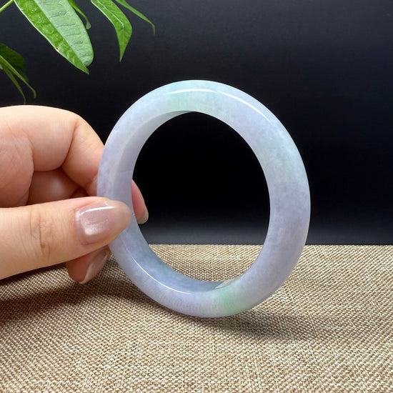 Genuine Burmese Lavender Green Jade Jadeite Bangle Bracelet ( 55.2mm )