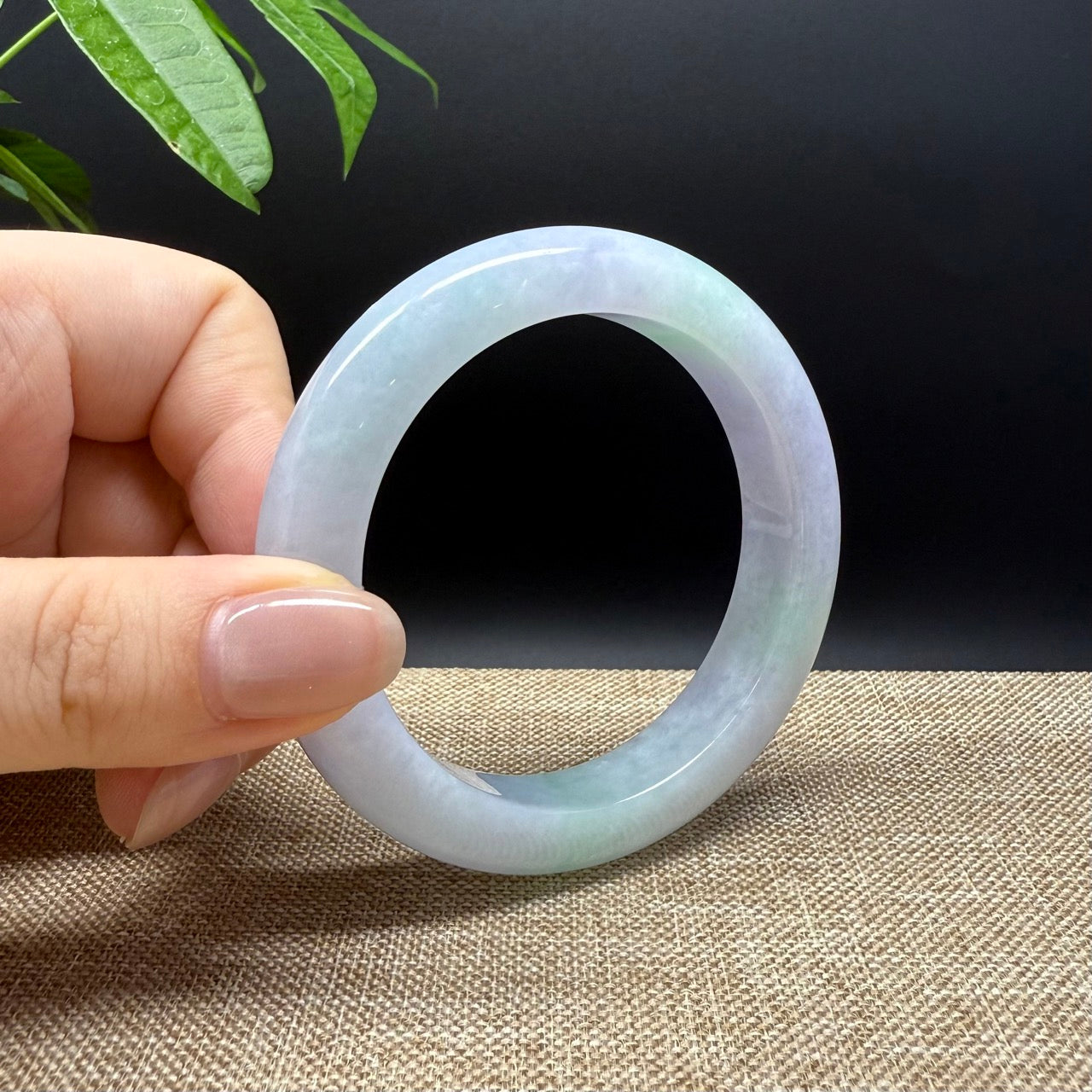 Genuine Burmese Lavender Green Jade Jadeite Bangle Bracelet ( 55.2mm )