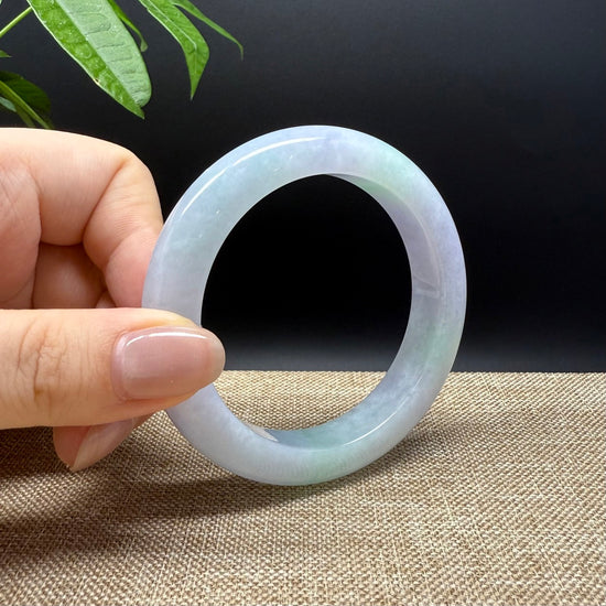 Genuine Burmese Lavender Green Jade Jadeite Bangle Bracelet ( 55.2mm )