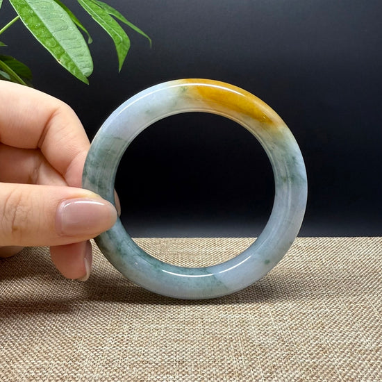 Genuine Burmese Yellow Green Jade Jadeite Bangle Bracelet ( 55.8mm )