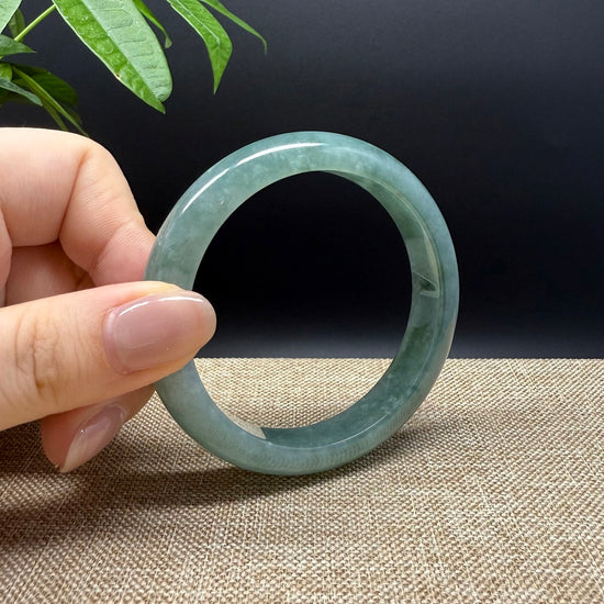 Genuine Burmese Oil Green Jade Jadeite Bangle Bracelet ( 55.8mm )