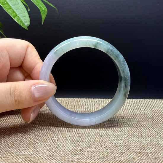 Genuine Burmese Lavender Green Jade Jadeite Bangle Bracelet ( 55.5mm )