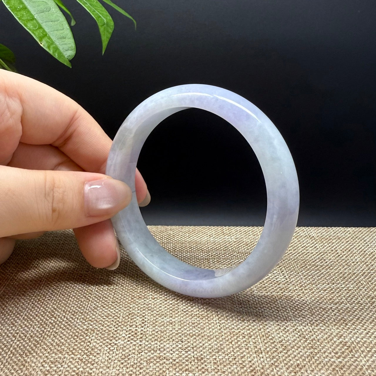 Genuine Burmese Lavender Green Jade Jadeite Bangle Bracelet ( 55.5mm )