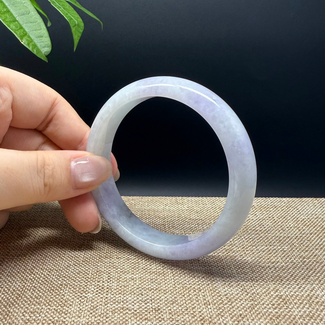 Genuine Burmese Lavender Green Jade Jadeite Bangle Bracelet ( 55.5mm )